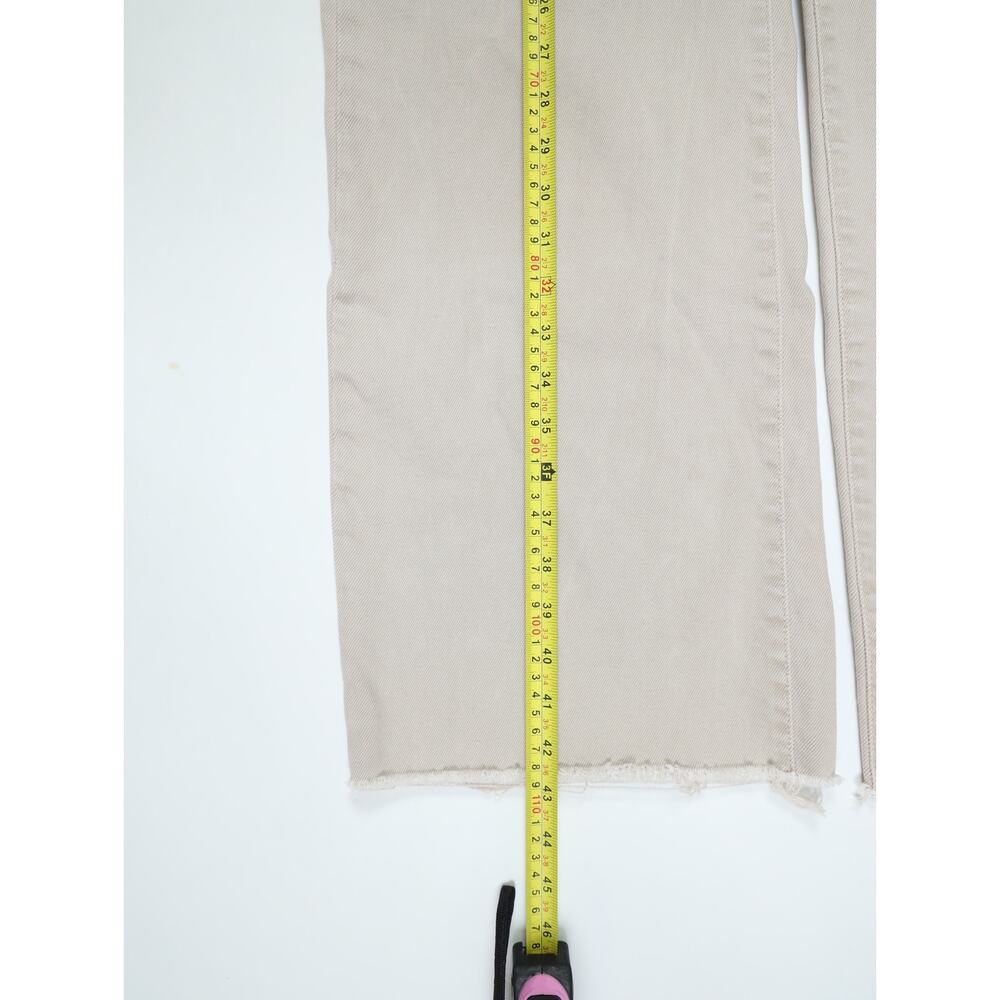 Good American Good Ease Relaxed Jean 0/25 Khaki Beige Raw Hem Wide Leg High Rise - Picture 8 of 14